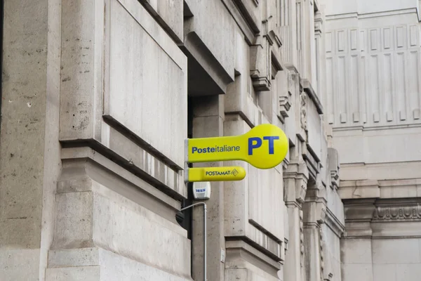 Poste Italiane is the national postal service provider in Italy with It\'s Bright Yellow Sign Logo and Blue Lettering