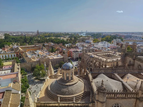 stock image A View of the Catedral de Sevilla or Seville Cathedral, the largest Gothic Cathedral, from Above of the Cathedral while Looking at the City of Seville