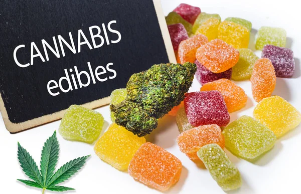 Medizinisches Marihuana Essbares Bonbons Mit Cbd Hhc Oder Thc Cannabis — Stockfoto