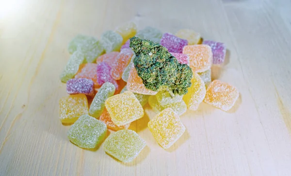 Medizinisches Marihuana Essbares Bonbons Mit Cbd Hhc Oder Thc Cannabis — Stockfoto