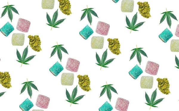 Cannabis Gumi Ehető Virágbimbók Levelek Izolált Fehér Jogdíjmentes Stock Képek