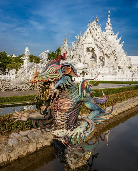 Biała Świątynia Aka Wat Rong Khun Chiang Mai Tajlandia Jest — Zdjęcie stockowe