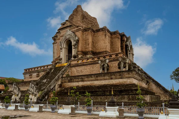 Stock image Wat Jed Yod, built in 1497, is a large active temple where monks live and study, and is seldom visited by foreigners. It is one of the ancient temples and translates to Seven Peaks Temple.