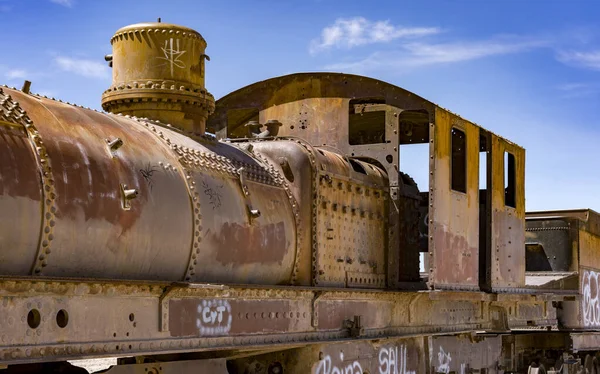Abandoned Train Train Graveyard Bolivia Salt Flats — Stock Photo, Image