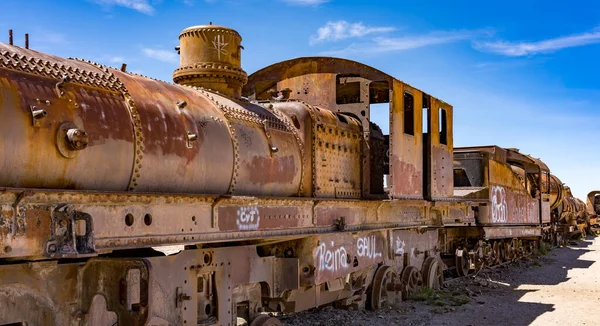 Abandoned Train Train Graveyard Bolivia Salt Flats — Stock Photo, Image