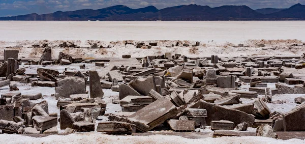 Blocks Salt Cut Out Salt Flats Bolivia Use Artists Making — Stock Photo, Image
