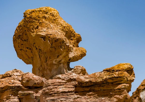 stock image Rock formations in Bolivia at 16,000 feet elevation, carved by constant wind.