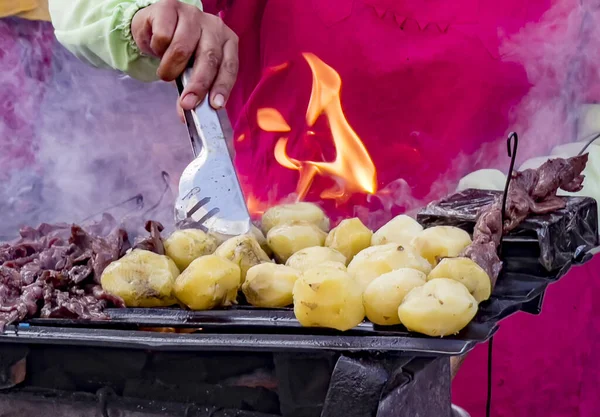 Paz Bolivia 01222023 Verkopers Verkopen Eten Tijdens Parade Naamsverandering Van — Stockfoto