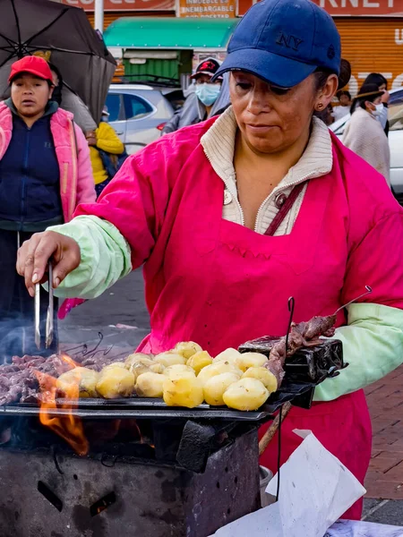 Paz Bolivia 01222023 Los Vendedores Venden Comida Desfile Para Celebrar — Foto de Stock
