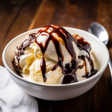 Kase çikolata soslu vanilyalı dondurma