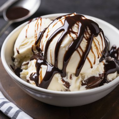Kase çikolata soslu vanilyalı dondurma