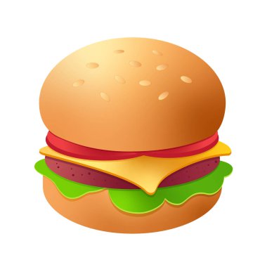 Marullu, domatesli ve peynirli hamburger.