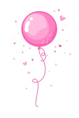 Pembe helyum balonu ve konfeti.