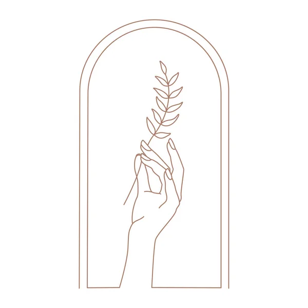 Нежный Натуральный Логотип Изображением Руки Мода Уход Кожей Свадебная Концепция — стоковый вектор