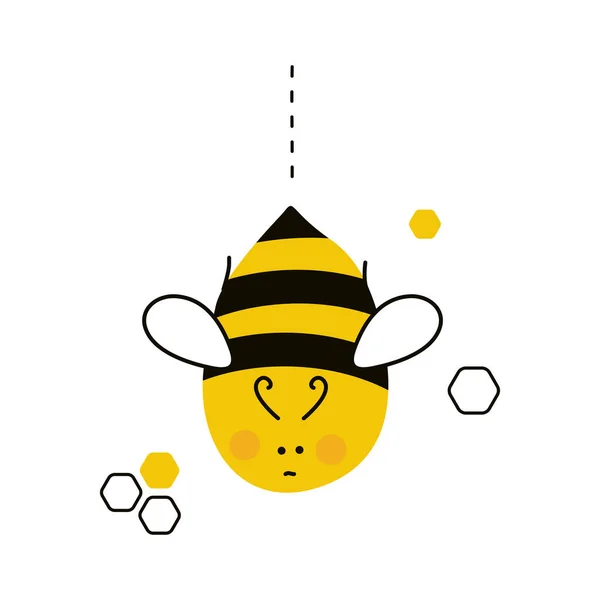 Χαριτωμένη Θλιβερή Μέλισσα Bee Χαρακτήρα Κινουμένων Σχεδίων Απομονώνονται Λευκό Φόντο — Διανυσματικό Αρχείο