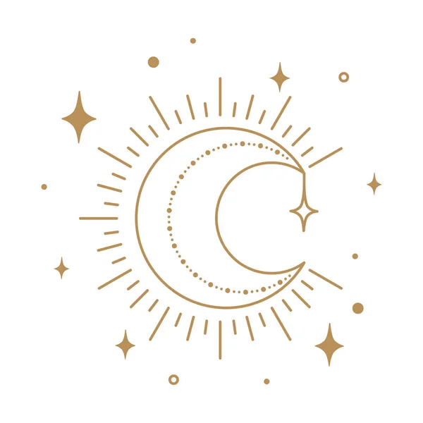 Lua Boho Estrelas Sinal Arte Mística Bruxa Símbolo Mágico Isolado — Vetor de Stock