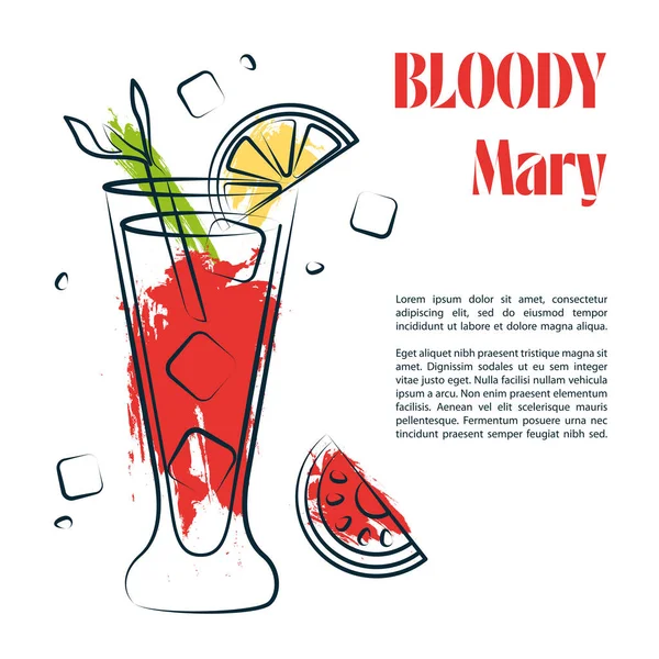 Blutiger Mary Cocktail National Bloody Mary Day Vektorvorlage Für Social — Stockvektor