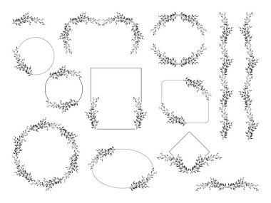 Botanical frames for wedding invitations and cards, logo design and posters template. Vector borders set