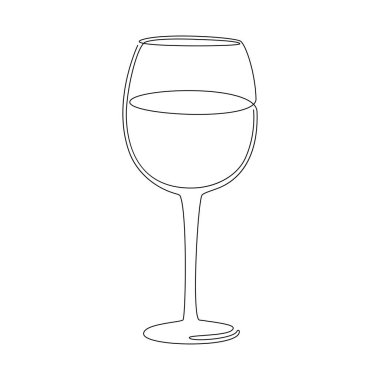  Şarap kadehi aralıksız siyah bir çizgi çiziyor. Ulusal Şarap Günü. Cafe, Shop, Delivery ya da parti kutlaması için vektör illüstrasyonu. Vektör EPS 10