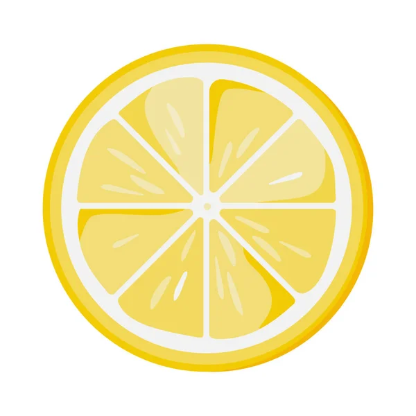 Una Rodaja Redonda Limón Cortar Limón Fresco Amarillo Por Mitad — Vector de stock