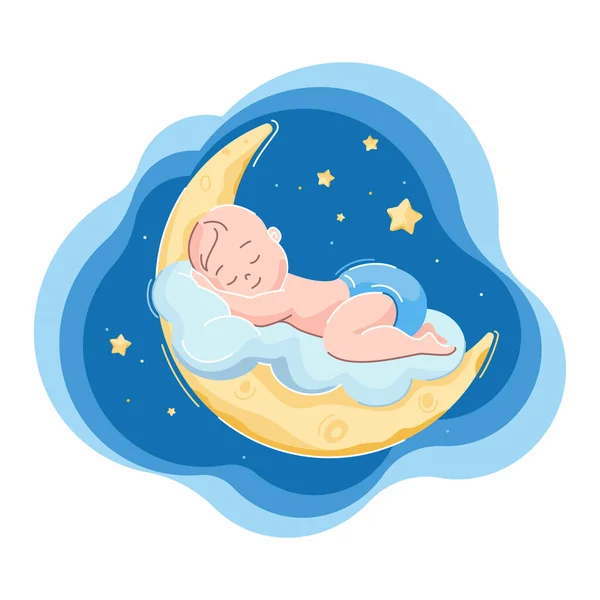 Boy Vector Illustration Für Baby Shower Grußkarten Kinderalben Geburtstagsfeier Für — Stockvektor