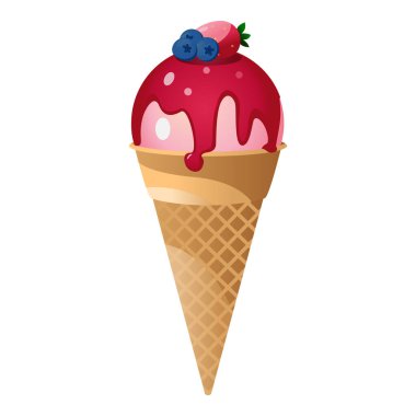 Lezzetli dondurma ve çilek aromalı eritilmiş pembe şurup. Yaz tatlılığı. Poster, kartpostal, tişört fikri