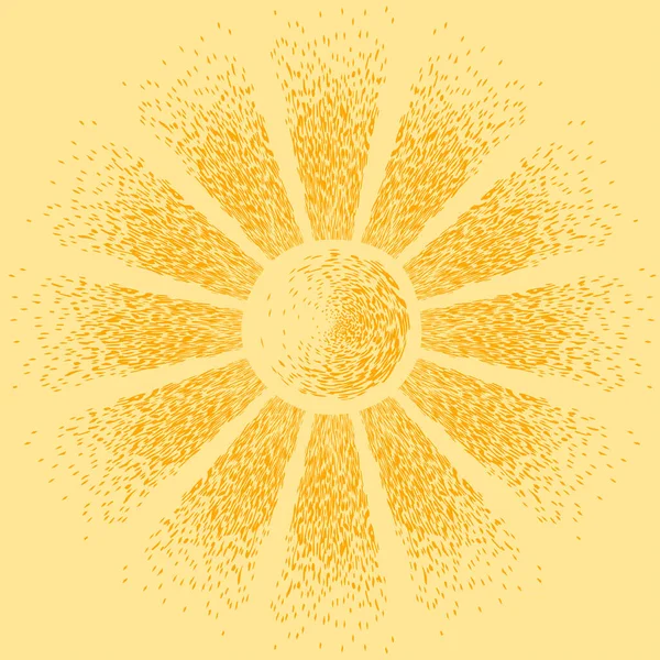 Die Gelbe Sonne Scheint Lichtstrahlen Solarvektor Retro Hintergrund Weltsonnentag Heiße — Stockvektor