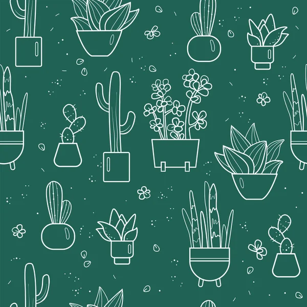 Mignon Fond Répétitif Avec Des Cactus Des Plantes Succulentes Dans — Image vectorielle