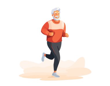 Mutlu son sınıf koşuları ve gülümseme. Beyaz arkaplanda izole edilmiş vektör illüstrasyonu