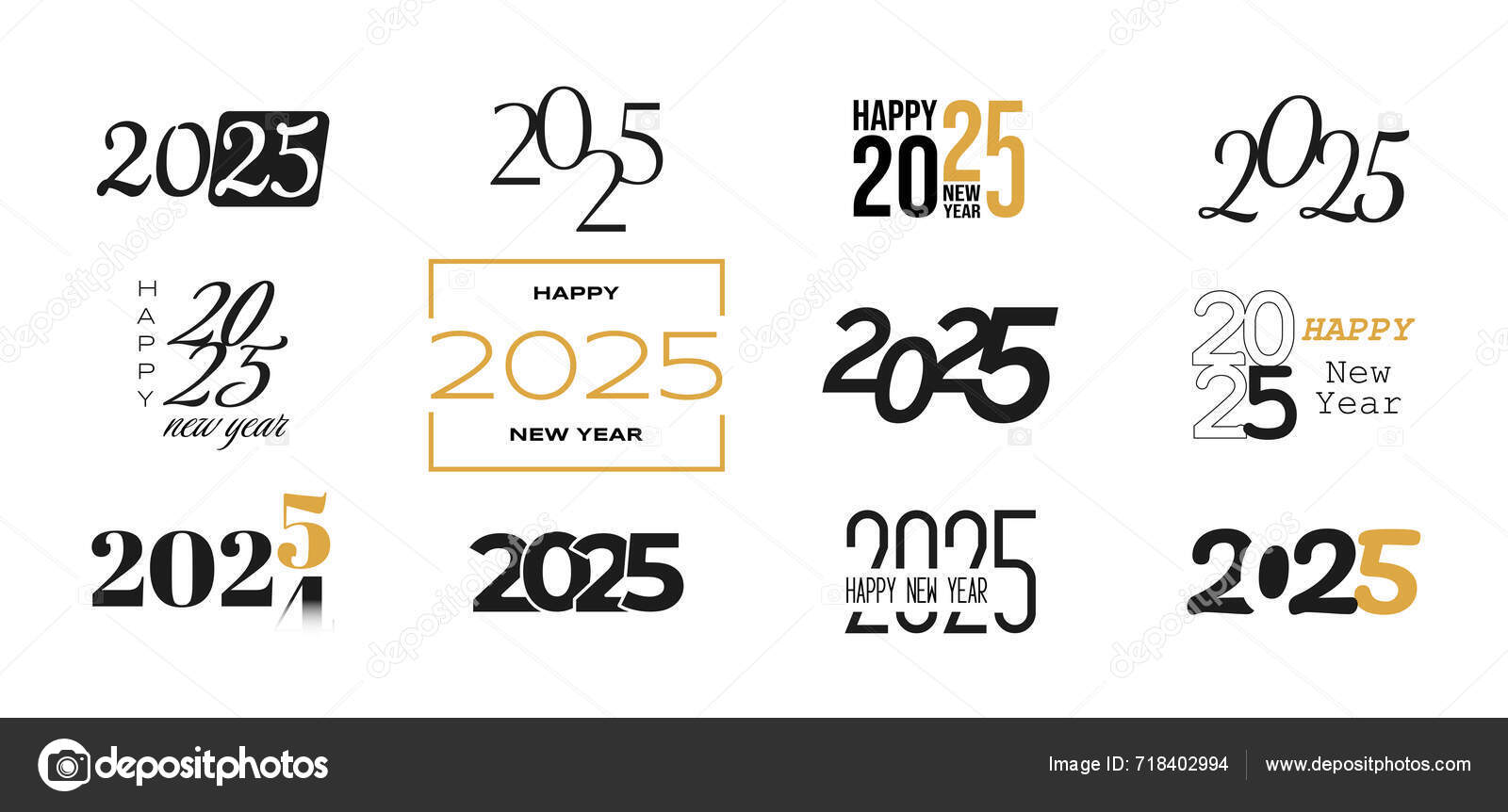 2025 Happy New Year Symbols 2025 Number Design Template New Stock Vector by ©VyLenka 718402994