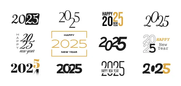 2025 Simboluri Anul Nou Fericit 2025 Șablon Proiectare Numerelor Designul — Vector de stoc