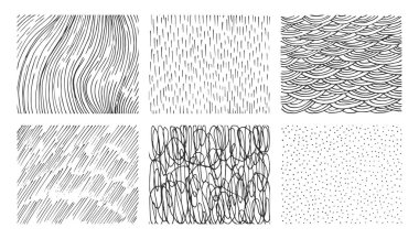 Modaya uygun mürekkep kalıpları, karalamalar, kalem taslakları, grunge şekilleri. Doku şekilleri, gölgeler, fırçalar için çizikler. Soyut vektör arkaplanı