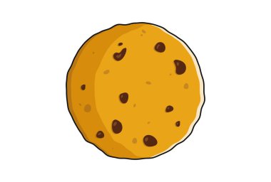 Tatlı, lezzetli çikolatalı bisküvi. Şirin çip kurabiye ikonu logosu. Çizgi film vektör çizimi beyaz arkaplanda izole edildi