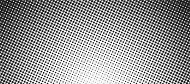 Nokta desenli arka plan. Monokrom yarım ton dokusu. Beyaz ve siyah duvar kağıdı. Retro arkaplan. Vektör grafik tasarımı desenli şablon