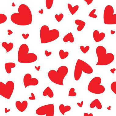 Farklı şekillerde kırmızı renkte kalpler. Paketleme, tekstil, ağ, kartlar, dekorasyonlar için kusursuz patent, Sevgililer Günü
