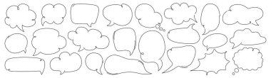 El yapımı konuşma baloncukları. Konuşma balonu. Boş sohbet kutusu, mesaj kutusu. Düzenlenebilir felçli vektör satırı sanatı