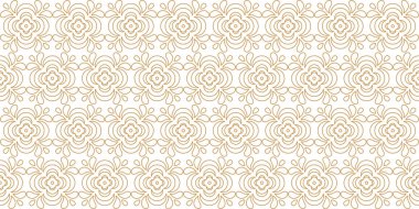 Altın ince çizgiler, kusursuz desen. Lüks doğulu dokusu. Çiçek kaplama. Düğün doğrusal tasarımı. Modern vektör sonsuz desen beyaz arkaplanda izole edildi