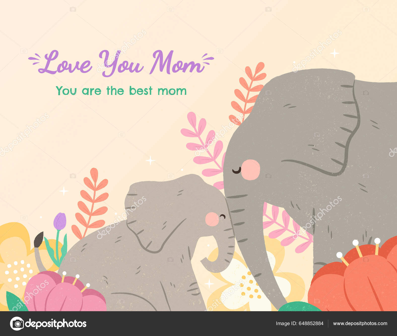 母亲节展示了可爱的动物之间的互动包括大象妈妈对宝宝的爱母爱和母性的概念图库矢量图©HstrongART 648852884, image size:1600x1355