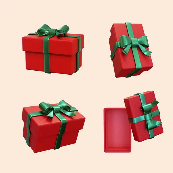 Elément Présent Isolé Sur Fond Rose Clair Boîtes Cadeaux Rouges — Image vectorielle