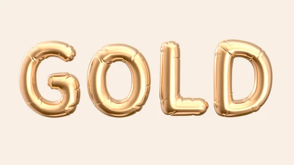 3Dレンダリングゴールデンカラーバルーンピンクの背景にゴールドフレーズ — ストック写真
