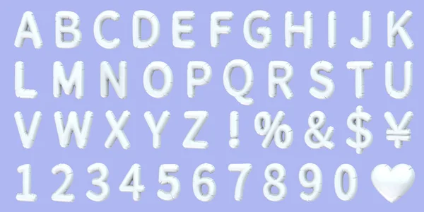 Illustrazione Lettere Numeri Simboli Inglesi Appoggiati Destra Palloncino Bianco Isolato — Foto Stock