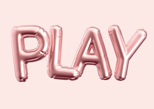 Render Rose Gold Balloon Play Phrase Pink Background — Stok Foto