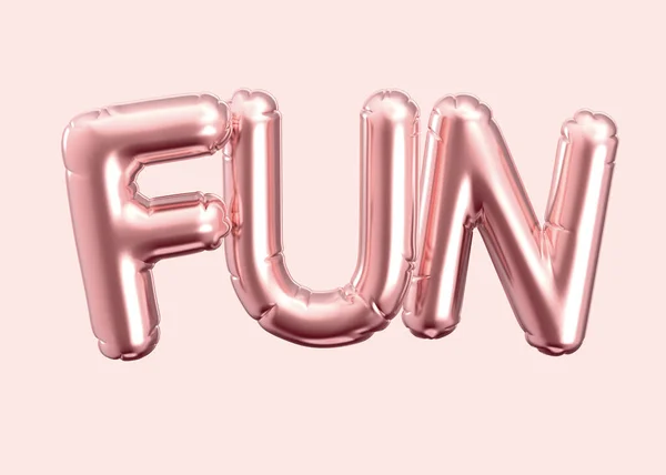Рендеринг Розовый Золотой Шар Фраза Fun Розовом Фоне — стоковое фото