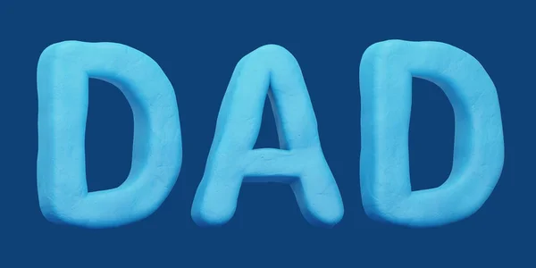Diseño Texto Dad Arcilla Azul Aislado Sobre Fondo Azul Profundo — Foto de Stock