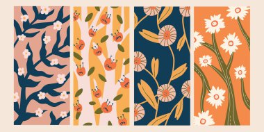 Pembe arka planda karalama çizim tarzında klasik soyut çiçek desenleri. Bahar mevsimi duvar kağıtları, kumaş baskıları ve dizayn şablonları için uygundur