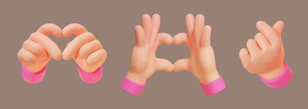 Мультфільм Різні Знаки Серцевої Руки Ізольовані Коричневому Тлі Тупика Підходить — стокове фото