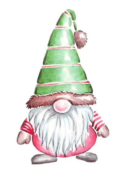 Gnomes 水彩画的一部分 手绘插图 — 图库照片