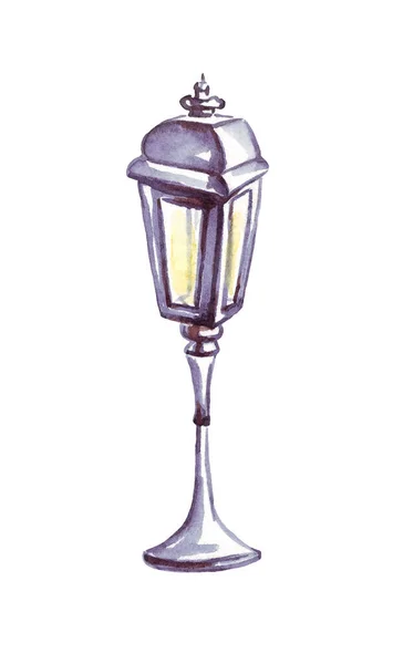 Lampada Stradale Clipart Acquerello — Foto Stock