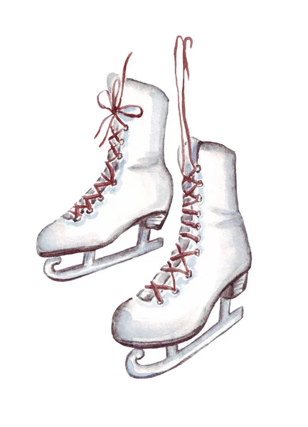 stock image Ice skates. Watercolor clipart