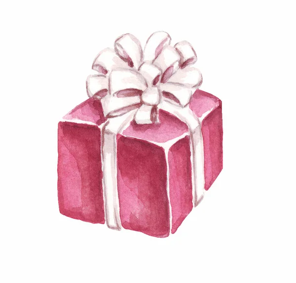 Presentförpackning Akvarell Clipart Handmålad Illustration — Stockfoto